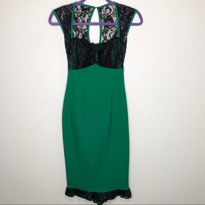 Pinup Couture Green and Black Lace Dress